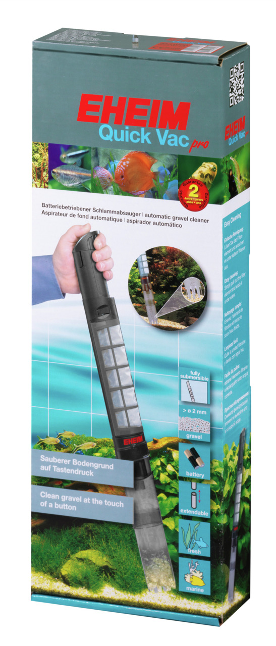 EHEIM Quick Vac pro: Batteriebetriebener Schlammabsauger für Süß--Meerwasseraquarien, Kiesreinigung ab 2 mm, einfache Bedienung.