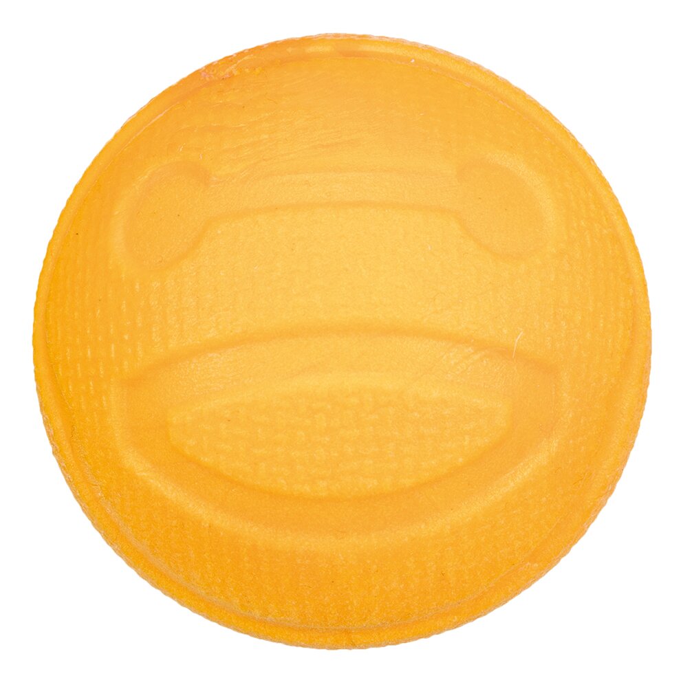 TRIXIE Gummiball für Hunde, robust & langlebig, ideal für Apportierspiele, strukturierte Oberfläche, Gesichtsmuster, gelb.