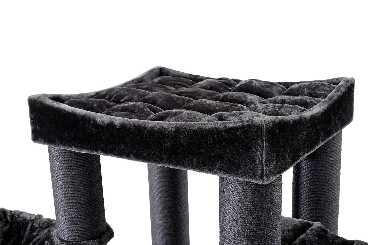 Kratzbaum "Nobby Classic Edition" für Katzen, Plüsch dunkelgrau, Sisal-Säulen, Komfort & Beschäftigung, für alle Altersgruppen.