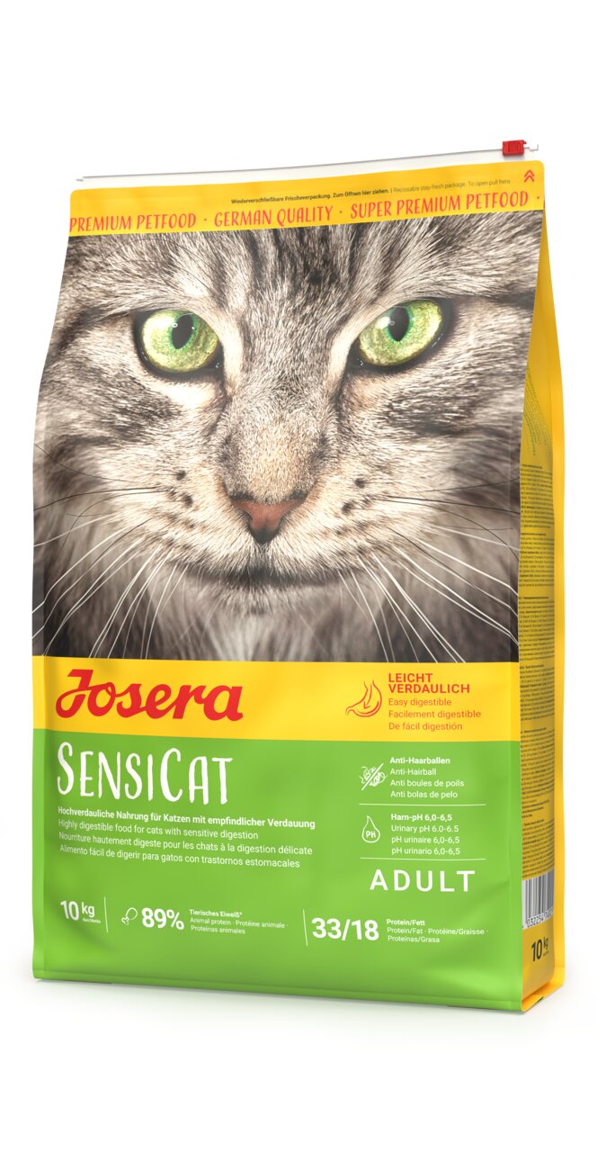 Josera SensiCat Katzenfutter für adulte Katzen, leicht verdaulich, Geflügel, Anti-Hairball, pH-Harn 6,0–6,5, 10 kg
