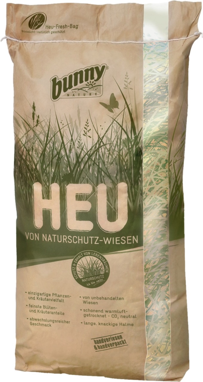 Bunny Nature Heu, Kleintiere (Kaninchen, Nager), naturschutz-Wiesen, CO2-neutral, handverlesen, vielfältig, 1kg.