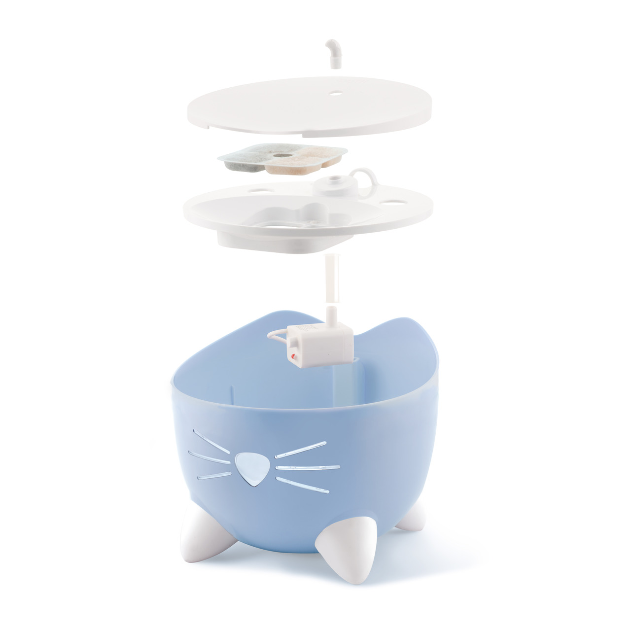 Catit PIXI Trinkbrunnen, Blau, für Katzen aller Altersgruppen, verspieltes Design, Filter & Pumpe für sauberes Wasser.