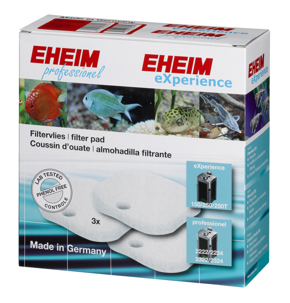 EHEIM Filtervlies eXperience, für Aquarienfilter (Modelle 150-250T), 3 Stk., phenolfrei, labortestgeprüft, hergestellt in Deutschland.