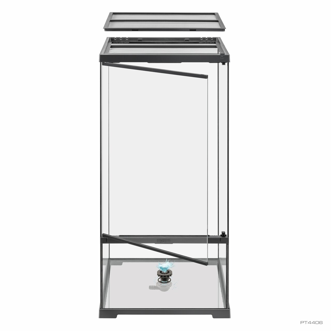 Exo Terra Terrarium PT4406: Glasterrarium für Reptilien-Amphibien, vertikale Haltung, Frontbelüftung, wasserdicht, Metallgitter-Abdeckung.
