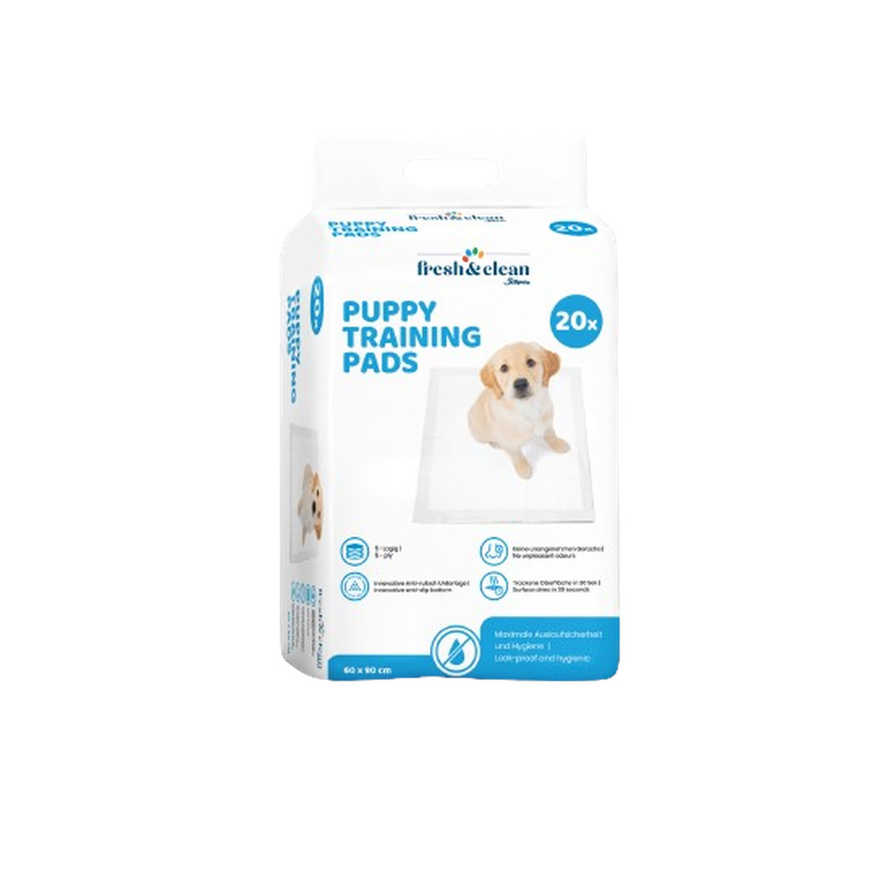Fresh & Clean Puppy Training Pads, für Welpen, 20 Stk., 60x60 cm, max. Auslaufsicherheit & Hygiene.