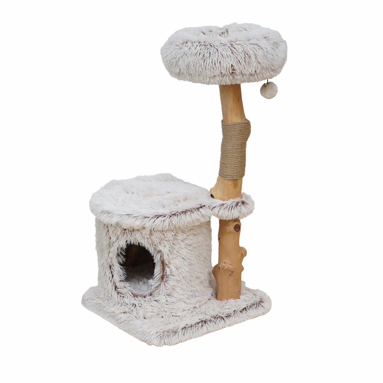 Kratzbaum EBI "Natural Eco Lovers" für Katzen, beige, Höhle+Plüsch, Liegefl.+Sisalstamm, ideal zum Spielen, Schlafen, Krallenwetzen.