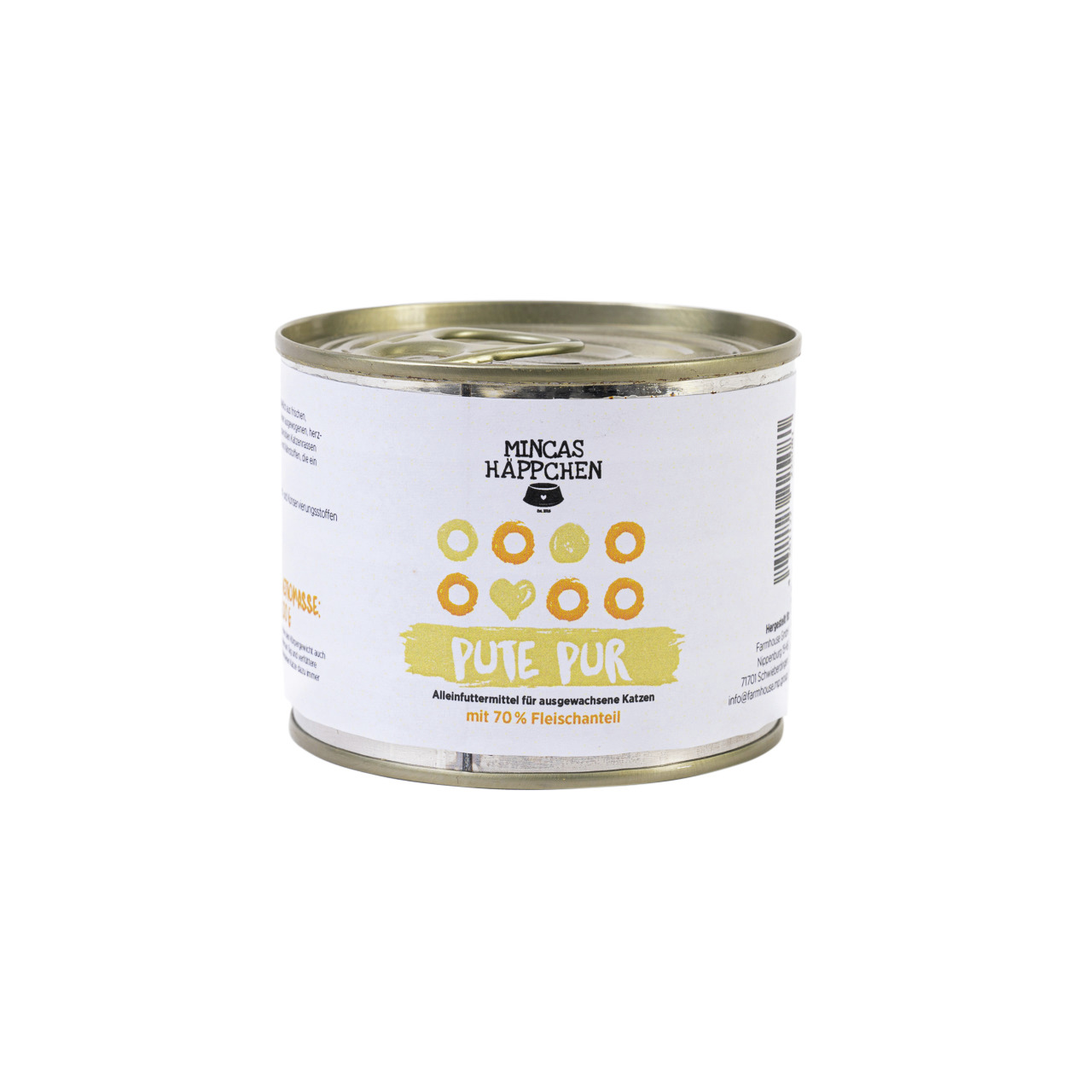 MINCAS HÄPPCHEN Pute Pur, Alleinfutter f. erw. Katzen, 70 % Fleisch, Geschm.: Pute, 200 g.