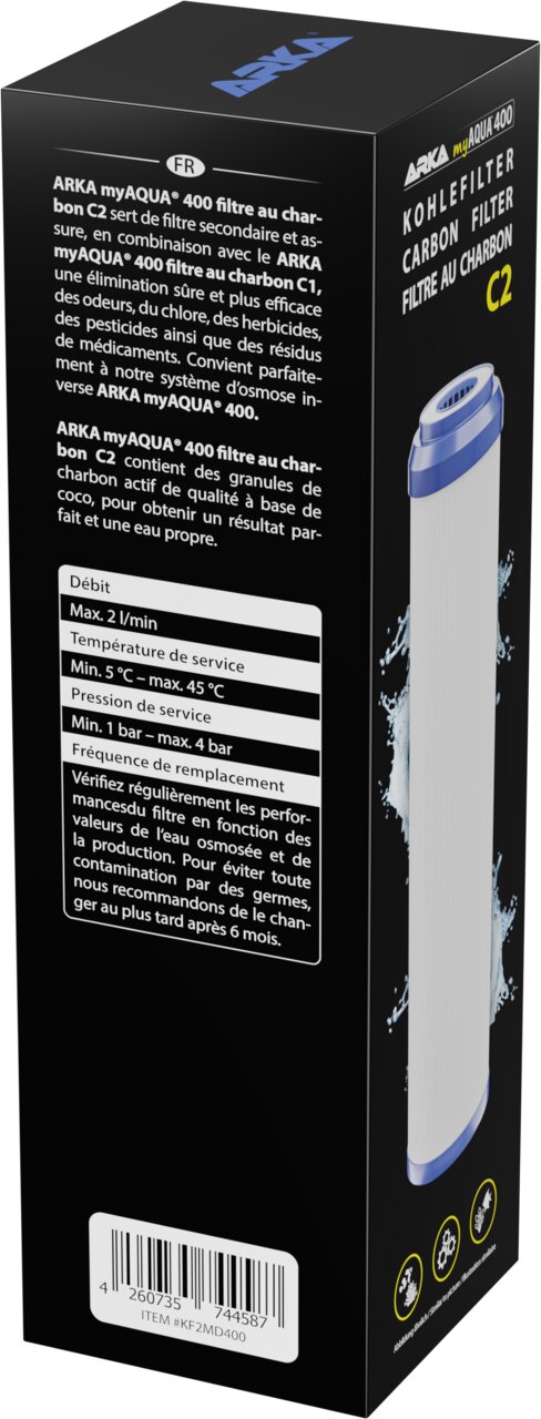 ARKA myAQUA 400 Kohlefilter Carbon Filter C2 für Umkehrosmoseanlagen, Ersatzfilter für sauberes Wasser.