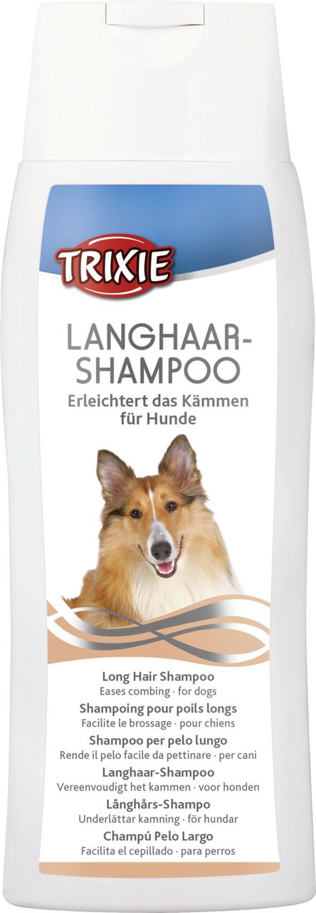 TRIXIE Langhaar-Shampoo für Hunde, 250 ml, erleichtert Kämmen von langem Fell, speziell für Hunde, mit Collie auf der Flasche.