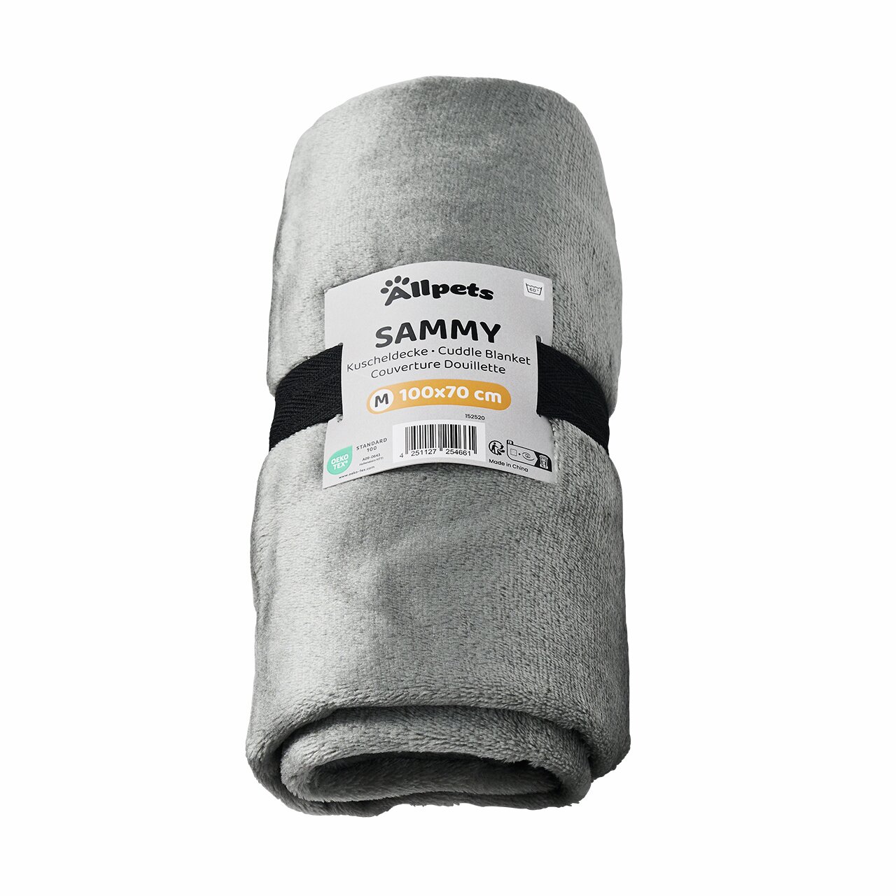 Kuscheldecke "SAMMY" von Allpets, für Hunde & Katzen, 100x70 cm, grau, weiches Material, Komfort & Vielseitigkeit.