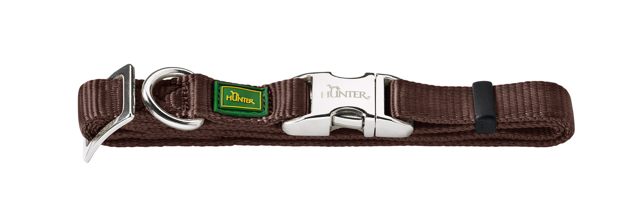 HUNTER Hundehalsband, Nylon, silberner Verschluss, grünes Logo, für Hunde aller Größen, Komfort+Sicherheit, mittlere Größe.