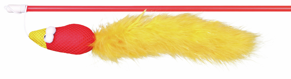 TRIXIE Spielangel mit Vogel und Federn 50 cm