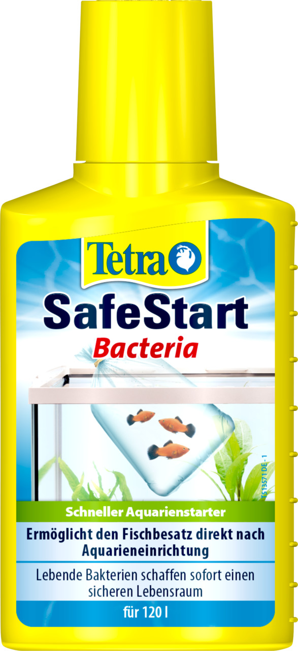 Tetra SafeStart Bacteria: Schneller Aquarienstarter für Aquarienbesitzer, 120 L, mit lebenden Bakterien für sicheren Fischbesatz.