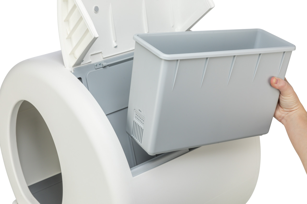 TRIXIE Katzentoilette Berto, f. Katzenbesitzer, hygienisch & praktisch, m. Siebeinsatz, Weiß/Grau, einfache Reinigung.
