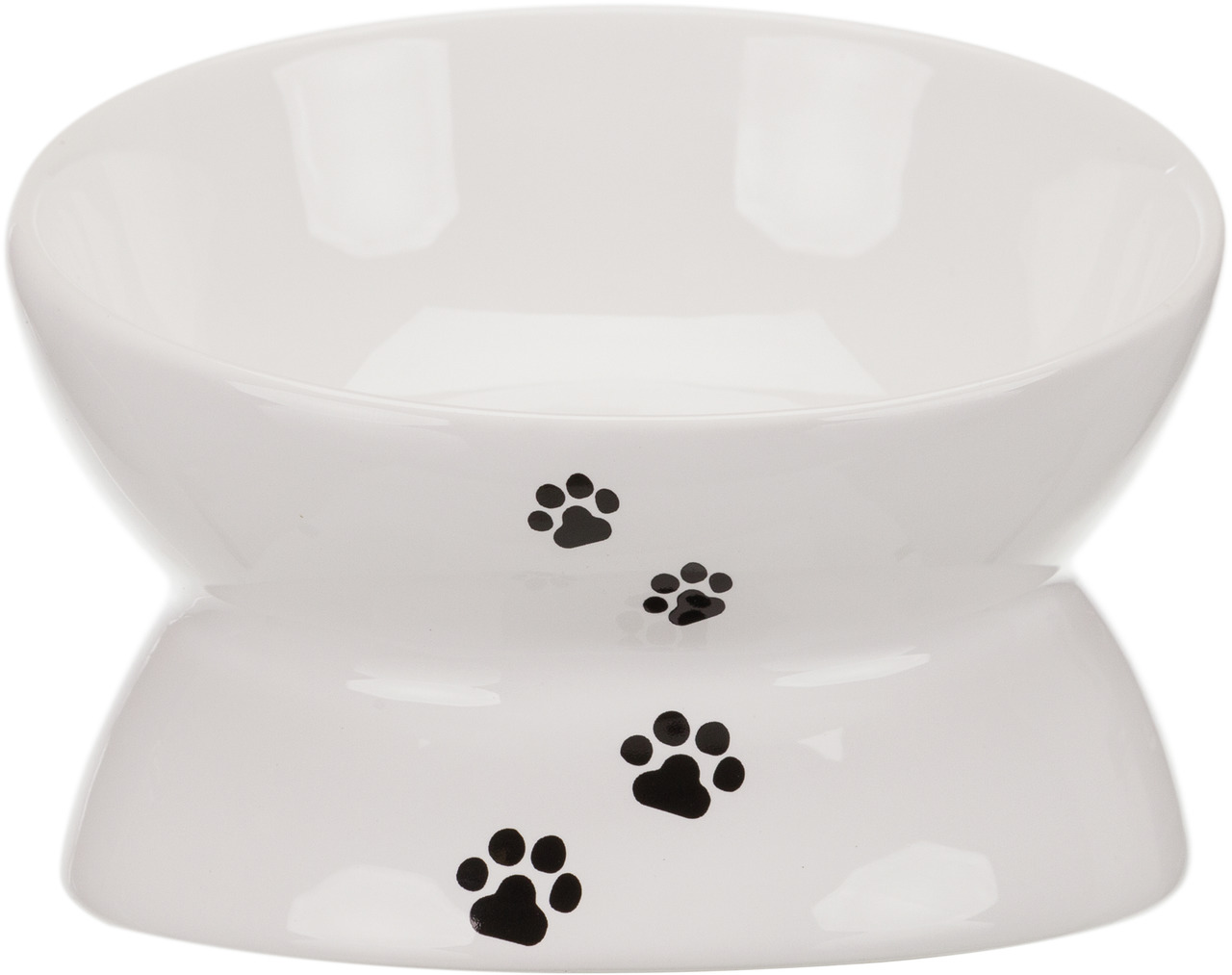 TRIXIE Futternapf, Keramik, 300 ml, für Hunde-Katzen, Pfotenmuster, ergonomisch, rutschfest, leicht zu reinigen, Trocken--Nassfutter.