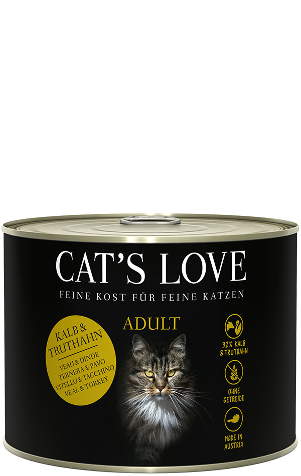 Sparpaket 6 x 200 g Cat's Love Adult Kalb & Truthahn Katzen Nassfutter