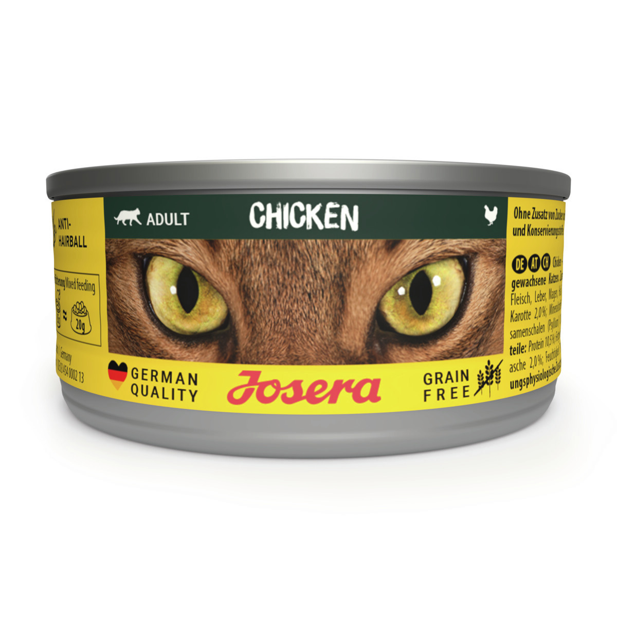 Josera Katzenfutter "Chicken" für Adult-Katzen, getreidefrei, ohne künstl. Zusätze, Grain Free, German Quality, 85 g.