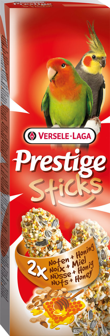 Sparpaket 2 x 2 x 70 g Versele-Laga Prestige Sticks Nüsse + Honig Großsittiche Vogel Snack