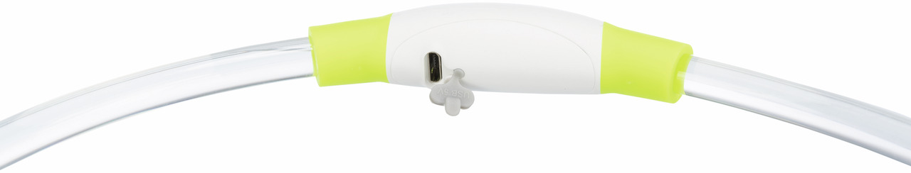 TRIXIE USB-Leuchthalsband-Hoop für Hunde, transparent/gelb, wiederaufladbar, für Sichtbarkeit & Sicherheit bei Dunkelheit.