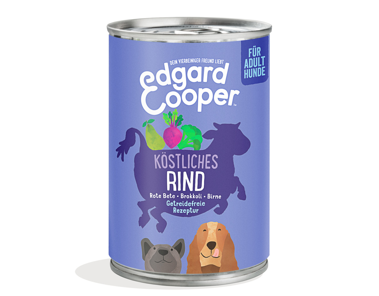 Edgard & Cooper Köstliches Rind, getreidefrei, für ausgewachsene Hunde, mit Rote Bete, Brokkoli & Birne, 400 g.