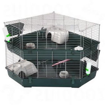 Nagerkäfig „Ferplast Multipla Double“ für Meerschweinchen-Kaninchen, 2-stöckig, inkl. Zubehör, Maße: ca. 107x72x108 cm.