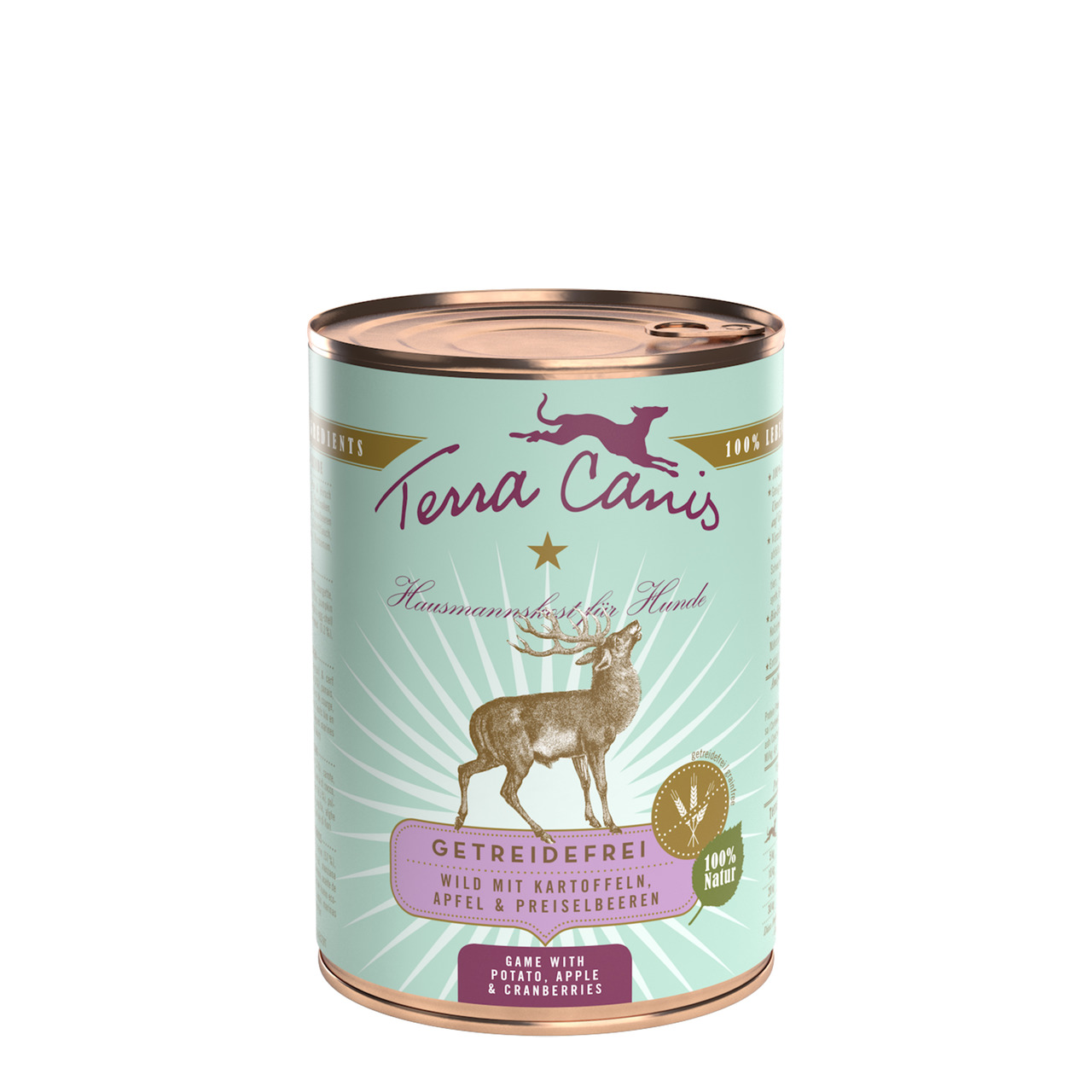 Terra Canis Getreidefrei Wild mit Kartoffeln, Apfel und Preiselbeeren Hunde Nassfutter 400 g