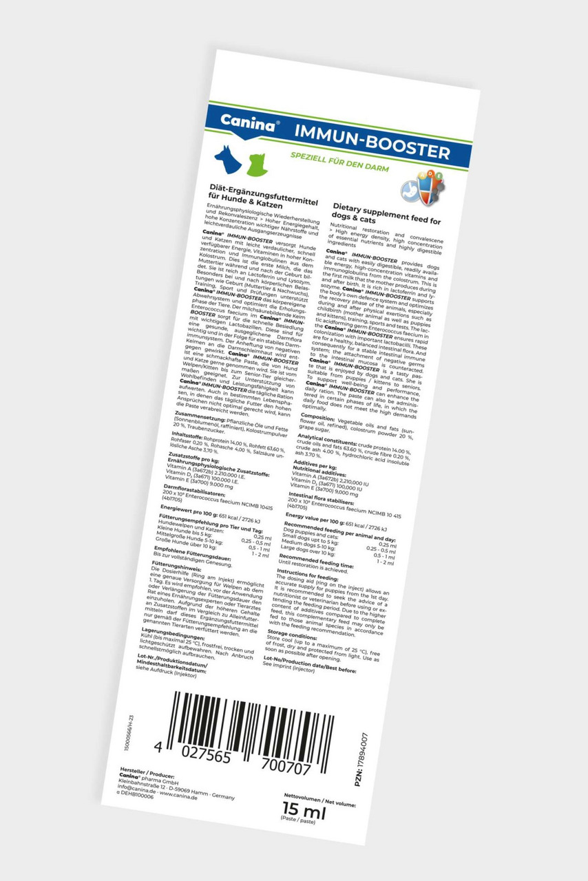 Canina Immun-Booster, Diät-Ergänzungsfuttermittel für Hunde & Katzen, 15 ml, unterstützt Darmgesundheit & Immunsystem.