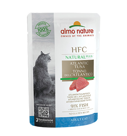 Sparpaket 6 x 55 g Almo Nature HFC Natural Plus Atlantikthunfisch Katzen Nassfutter