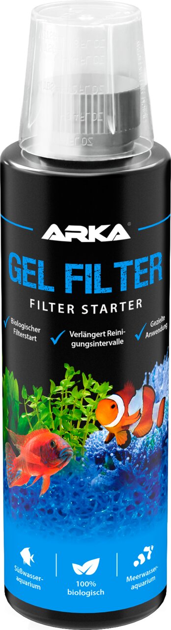 ARKA Gel Filter Filter Starter für Süß- und Meerwasseraquarien, 100% biologisch, gezielte Anwendung, 250 ml.
