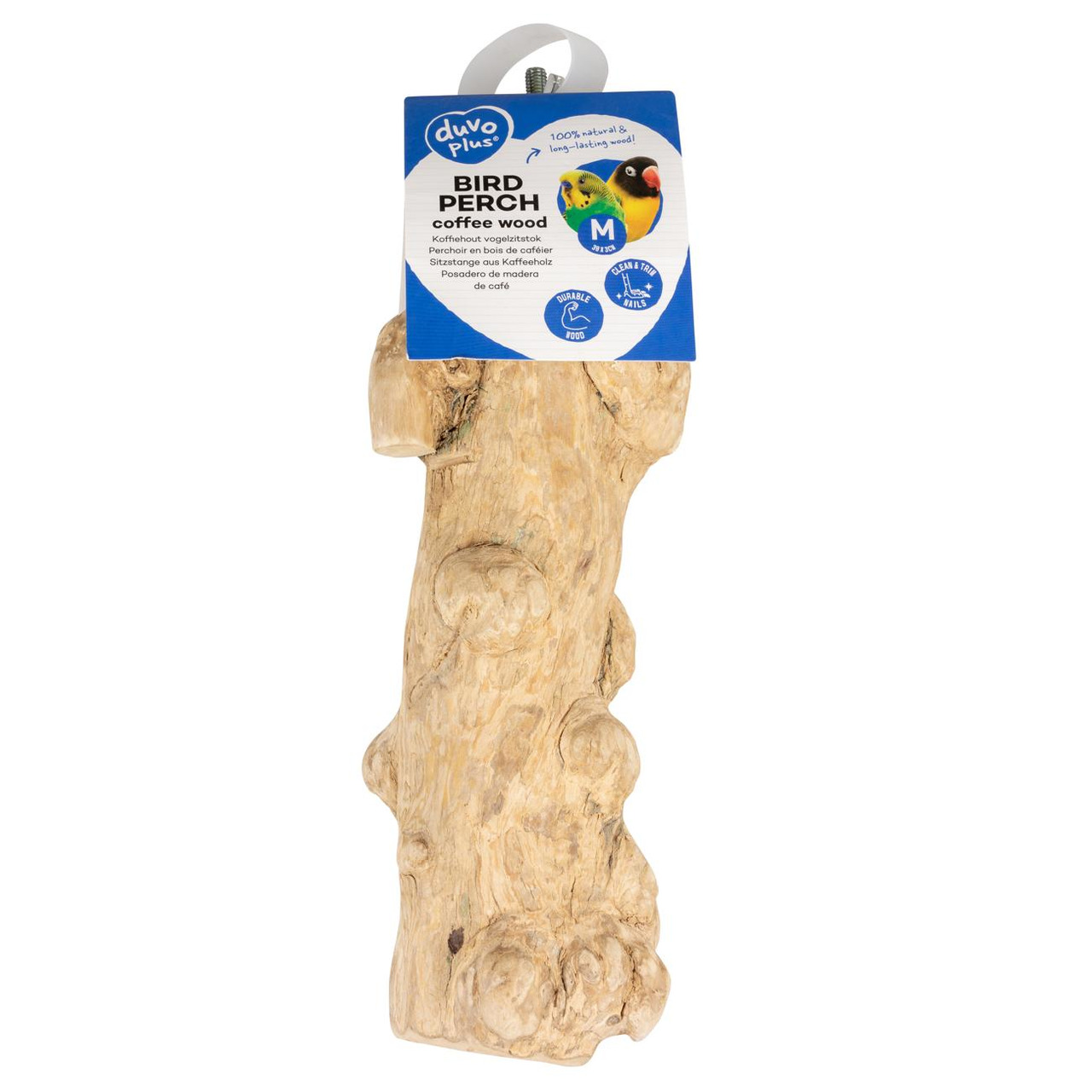 duvoplus Bird Perch Coffee Wood M, für Vögel, 100 % Kaffeebaumholz, umweltfreundlich, ideal für artgerechte Vogelhaltung.