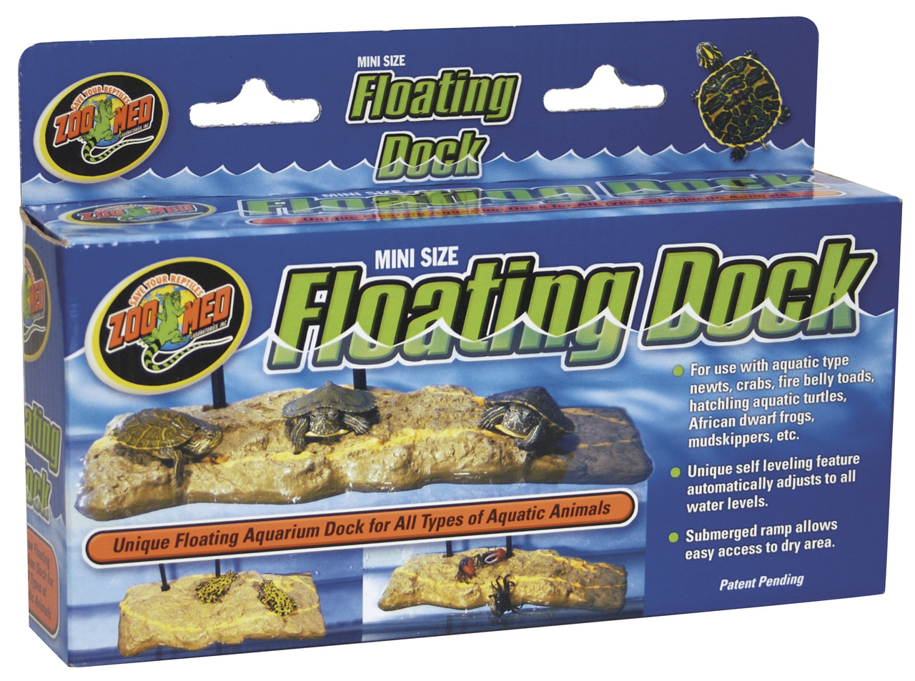 Zoo Med Mini Floating Dock: Schwimmende Plattform für Wasserschildkröten, Molche & Krabben, selbstnivellierend, mit Rampe.