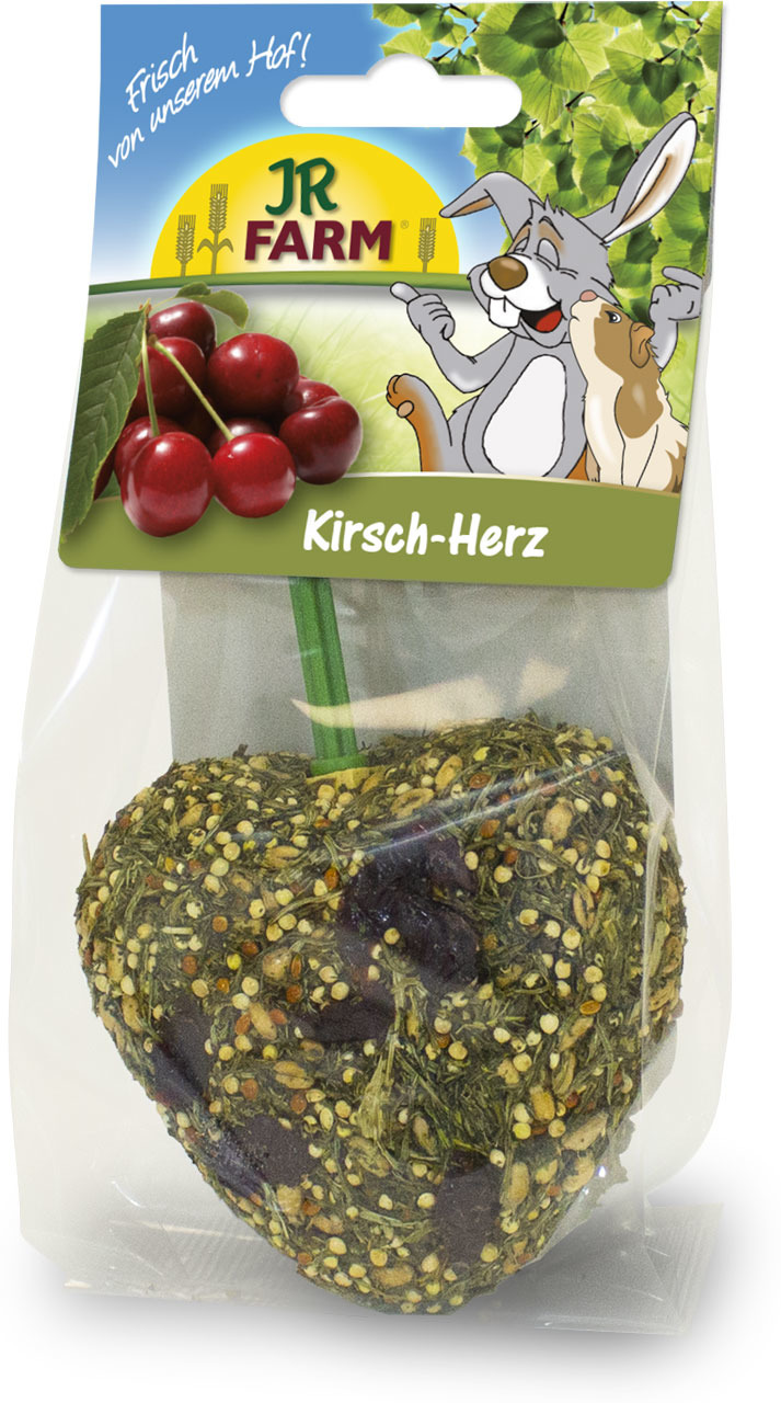 JR FARM Kirsch-Herz, Snack für Kaninchen & Meerschweinchen, mit Kirschen, Kräutern & Saaten, 1 Stk., "Frisch von unserem Hof!".