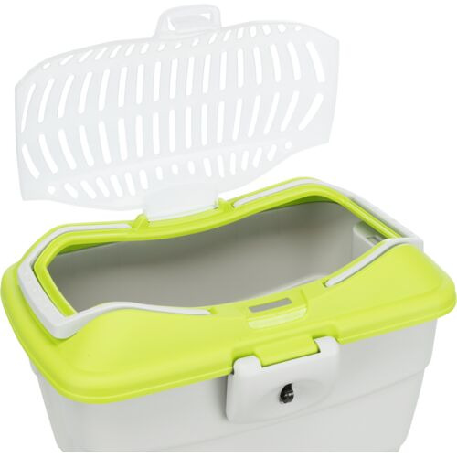 TRIXIE Transportbox, für Katzen-kleine Hunde, Weiß-Grün, belüfteter Deckel, sicherer Verschluss, praktisch & sicher, Haustierbedarf.