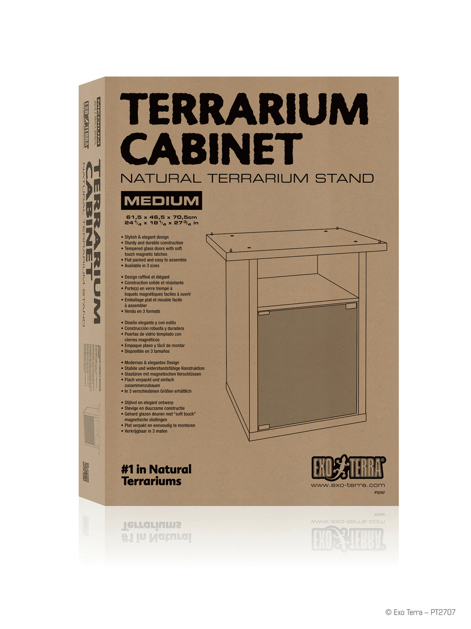 Exo Terra Terrarium Cabinet, Medium (61,5x46,5x70,5 cm), stabiler Ständer mit Glastüren, modernes Design, langlebig, "Soft Touch"-Verschlüsse.