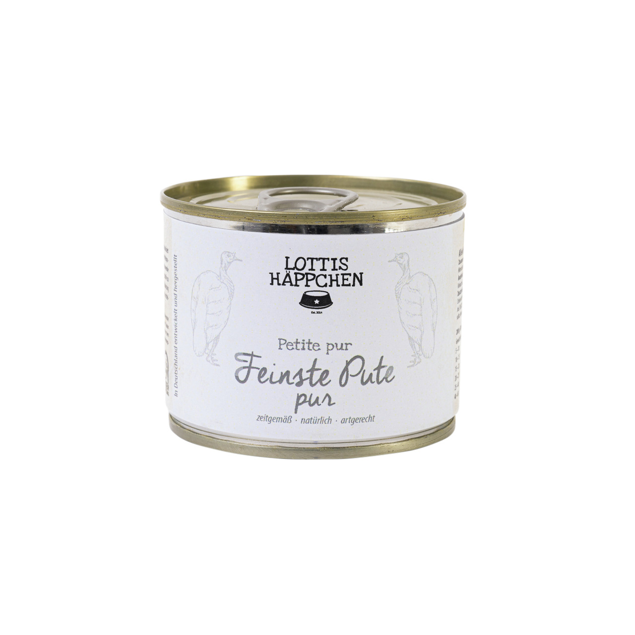 Lottis Häppchen Petite pur Feinstes Pute pur: Nassfutter f. Hunde, Geschm.: Pute, artgerecht, natürlich, 125g.