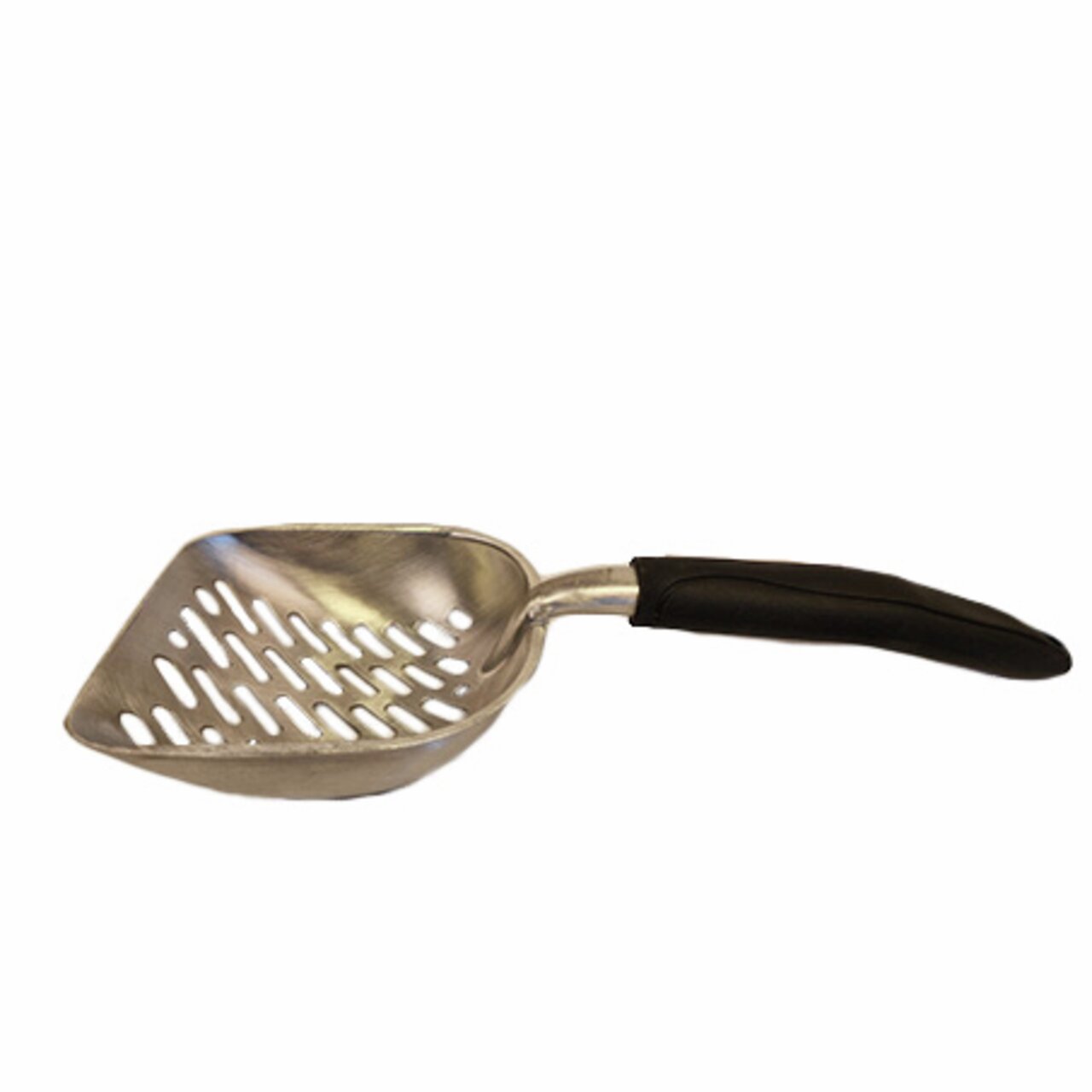 Metallschaufel aus Edelstahl mit rutschf. Griff, ideal f. Katzenstreu. Ergonomisch, langlebig, hygienisch – perfekt f. Katzenbesitzer.