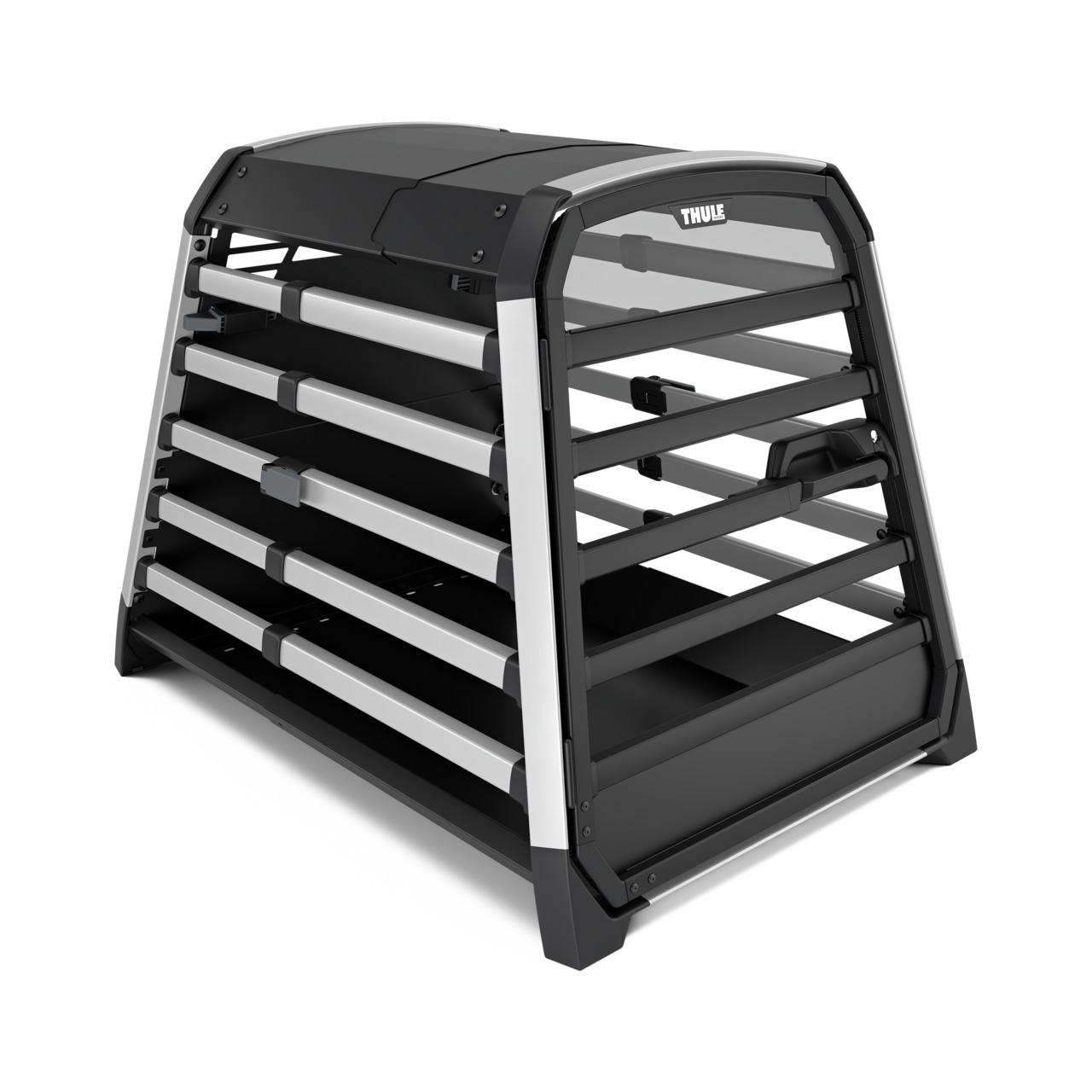 Thule Hundetransportbox "Cage", für mittelgr.-große Hunde, Alu-Kunststoff, schwarz-silber, belüftet, abschließbar.