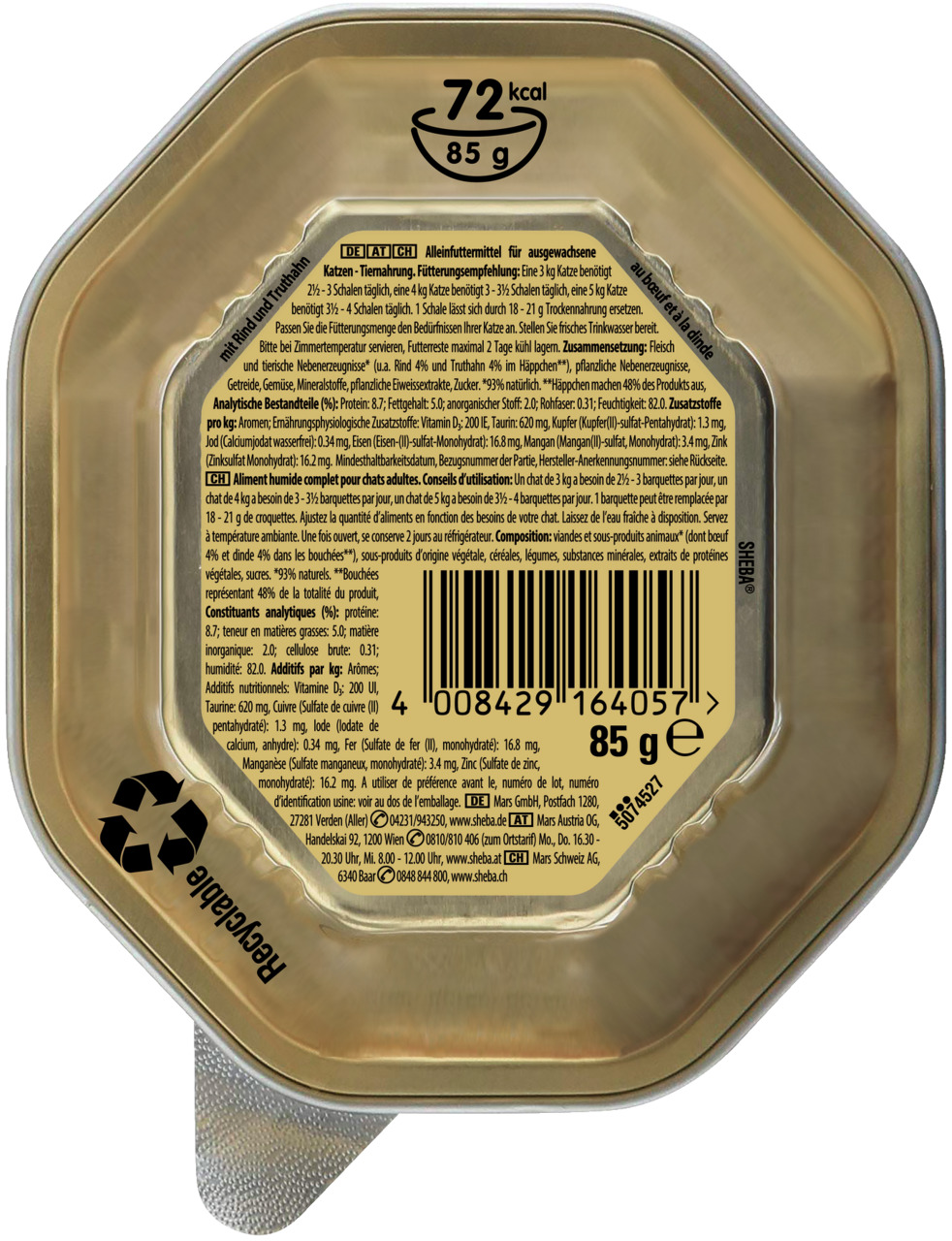 Sheba Selection in Sauce Rind und Truthahn 85 g