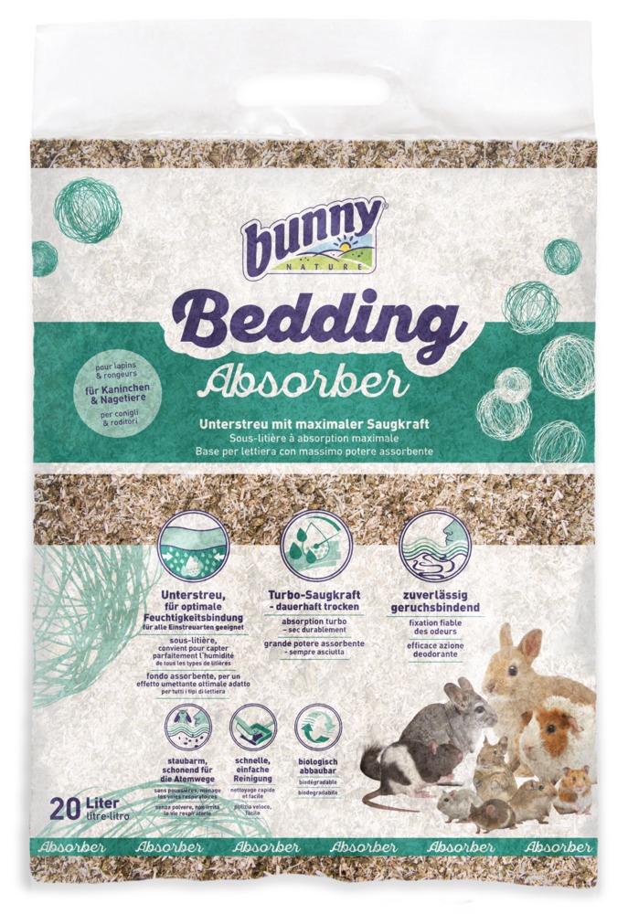 Bunny Nature Bedding Absorber, Unterstreu für Kaninchen/Nagetiere, max. Saugkraft, Geruchsbindung, staubarm, 20L, biologisch abbaubar.