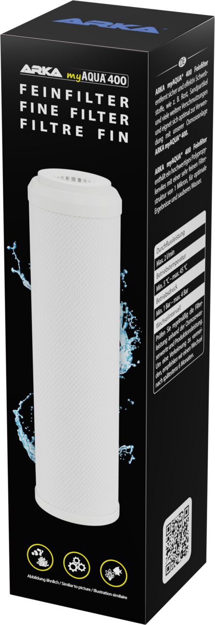 ARKA myAQUA 400 Feinfilterkartusche für Umkehrosmoseanlagen, feine Sedimentfiltration, 2,5 x 10 Zoll.