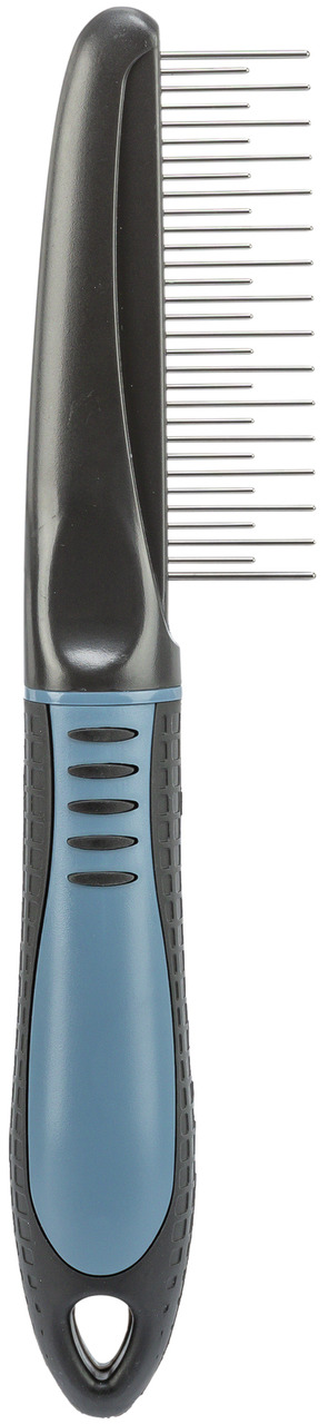 TRIXIE Entfilzungskamm, Hunde & Katzen, mittl.-langes Fell, ergonom. Griff, Metallzinken, entfernt Verfilzungen, Blau/Schwarz.