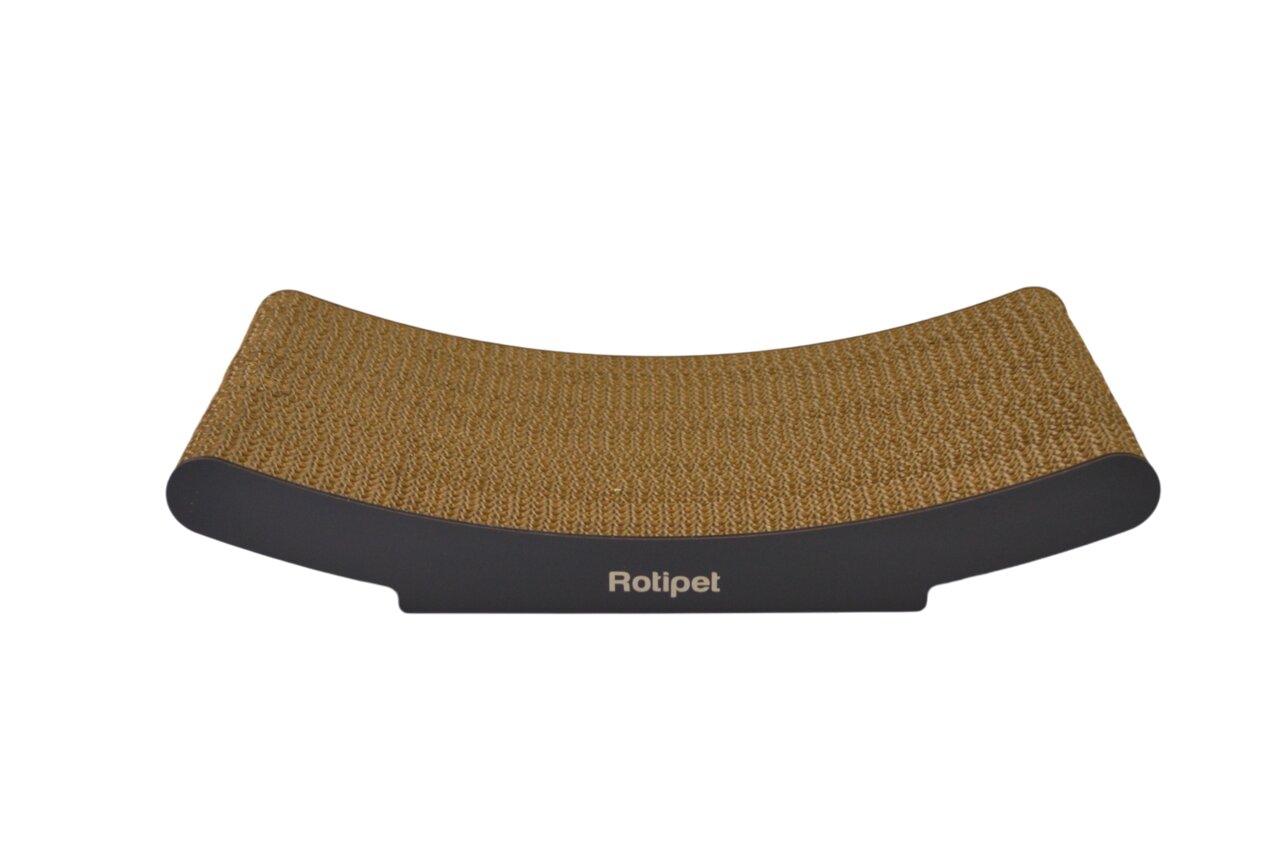 Rotipet Kratzblock für Katzen, halbrund, Wellkarton, modern, platzsparend, schwarz, ideal Krallenpflege & Beschäftigung.