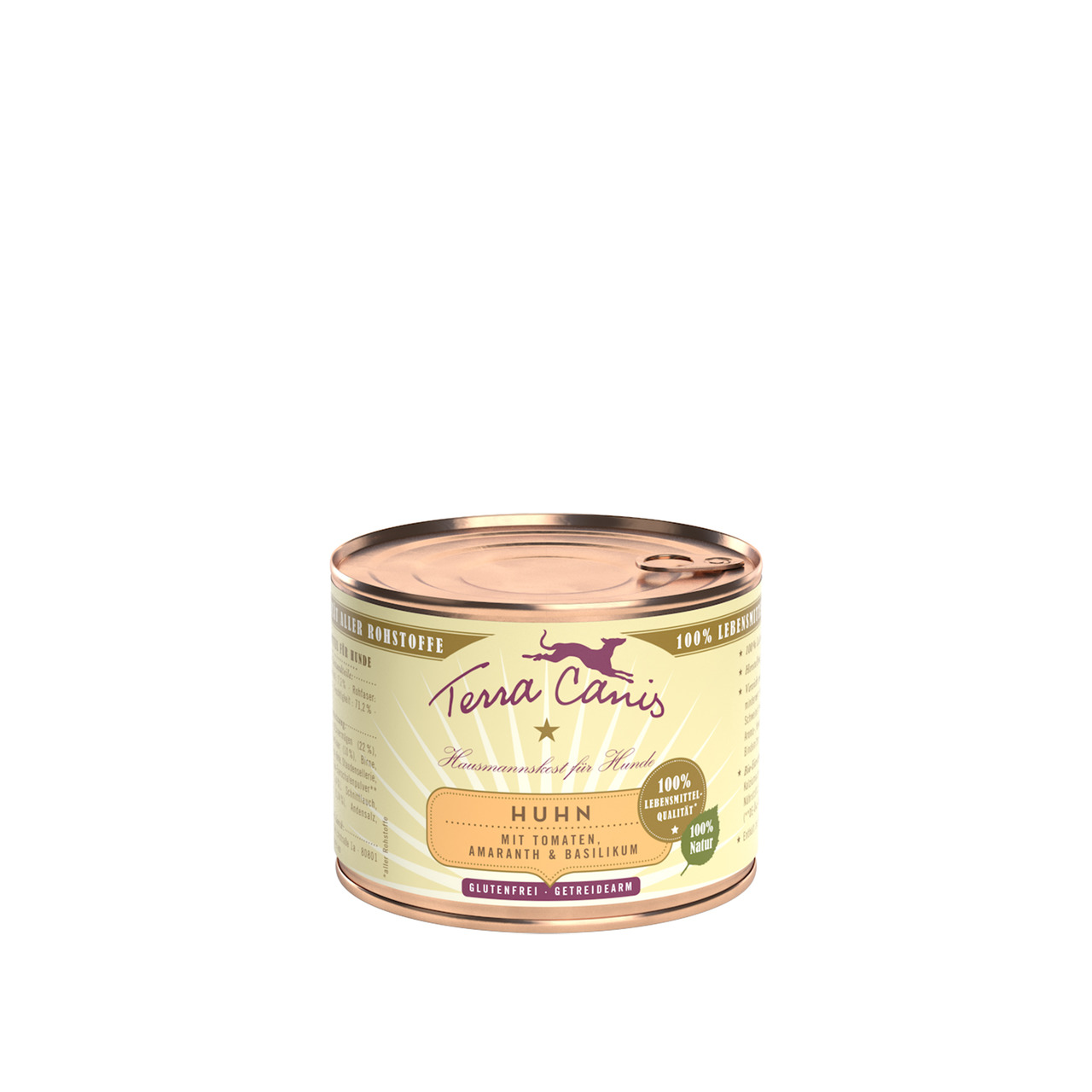 Terra Canis Hundefutter Huhn, Tomaten, Amaranth, Basilikum, glutenfrei, getreidearm, 100 % nat. Zutaten, 400 g.