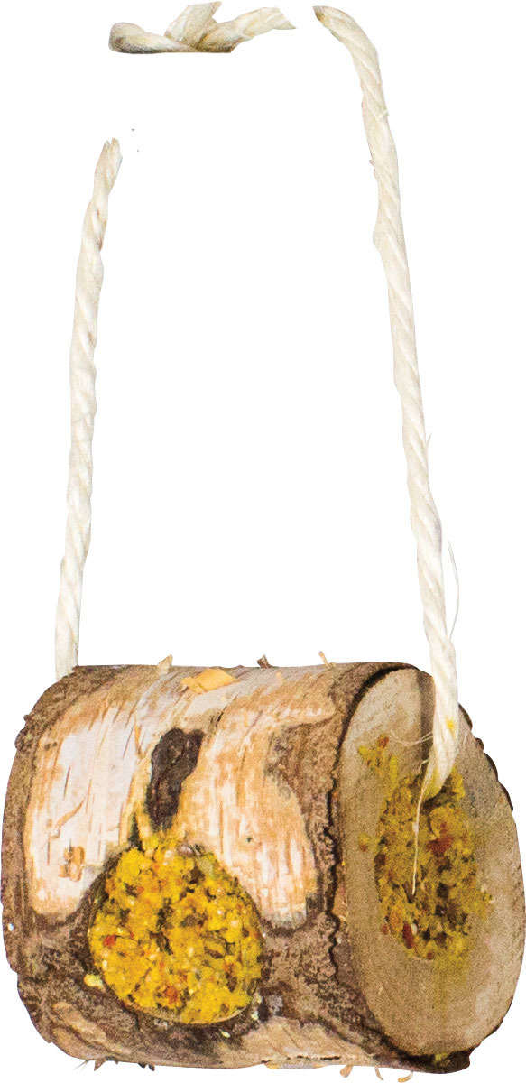 JR FARM Holzrolle mit Gemüsefüllung, Naturspielzeug & Snack für Kaninchen-Nager, aus Naturholz, mit Gemüse-Saaten, fördert Nagetrieb.