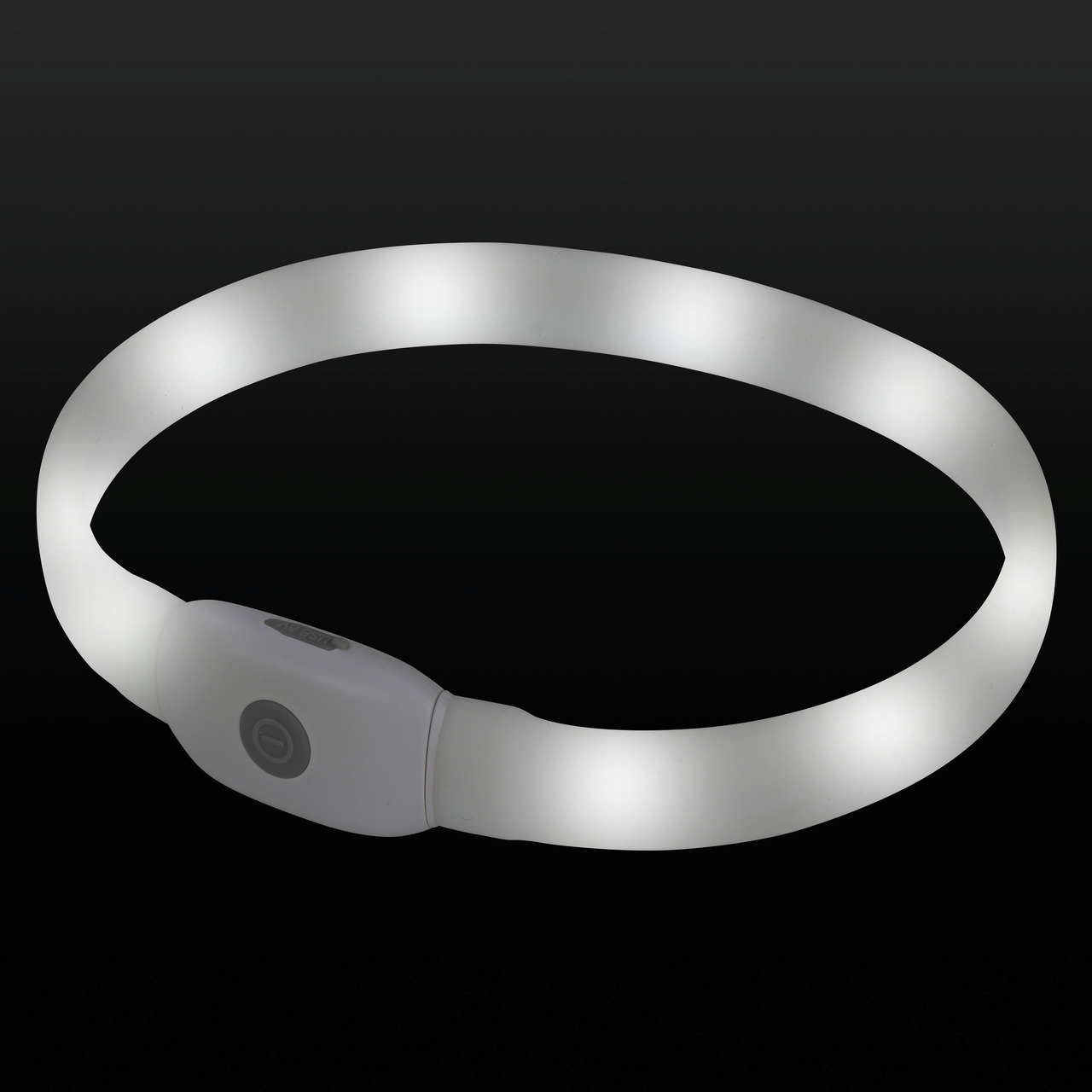 AniOne LED-Leuchthalsband für Hunde, Weiß, für alle Rassen, bessere Sichtbarkeit & Sicherheit, flexibel, wiederaufladbar, 1 Stk.