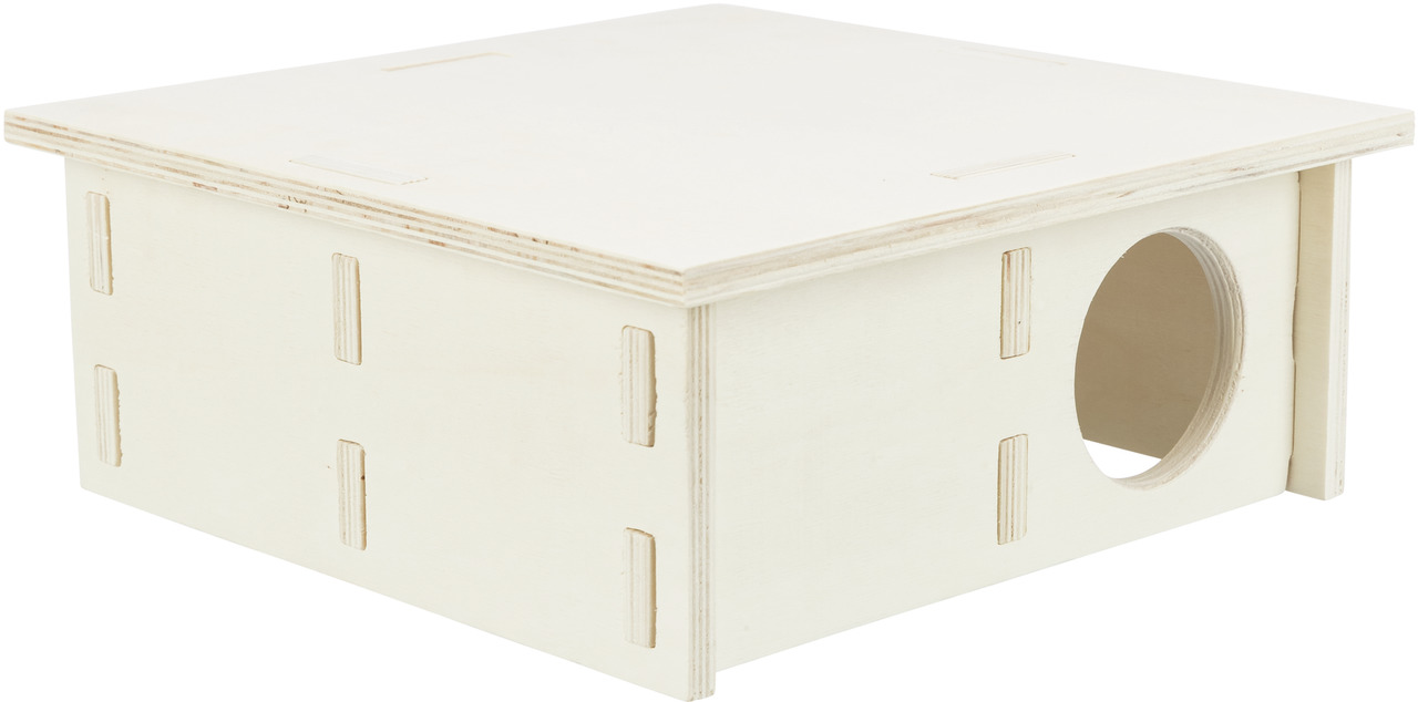 TRIXIE Nagerhaus, Holz, für Hamster/Mäuse, Rückzugsort mit rundem Eingang, flaches Dach als Liegefläche, schlichtes Design.