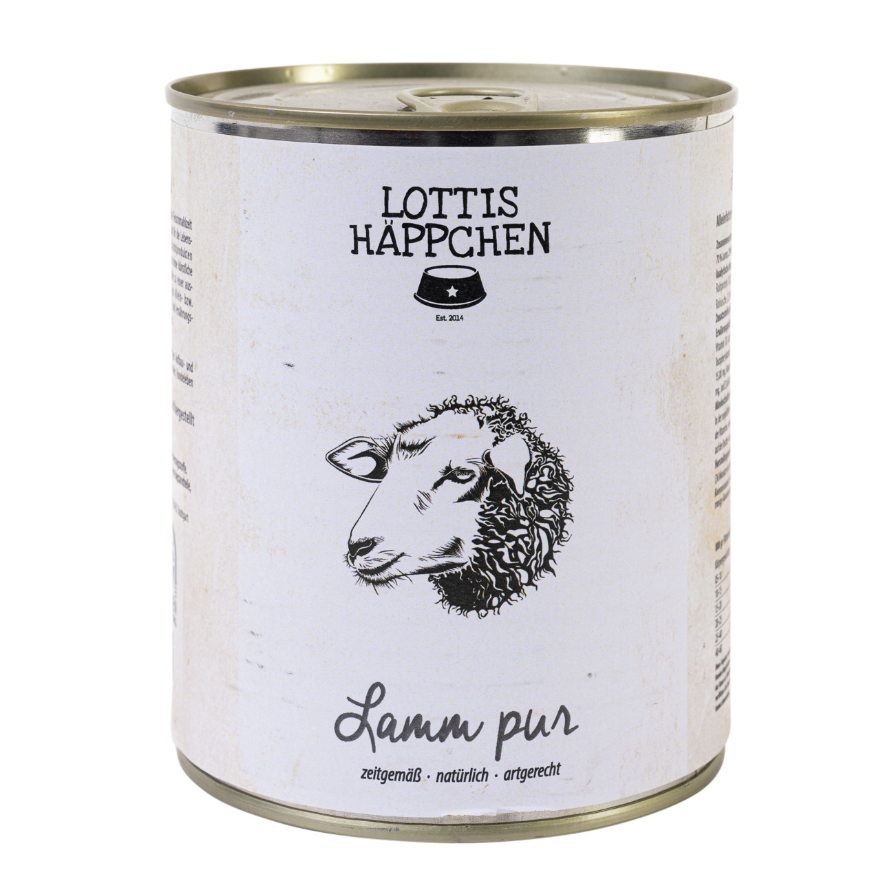 Lottis Häppchen Lamm pur, Nassfutter für Hunde, 800 g, Geschmack: Lamm, zeitgemäß – natürlich – artgerecht.