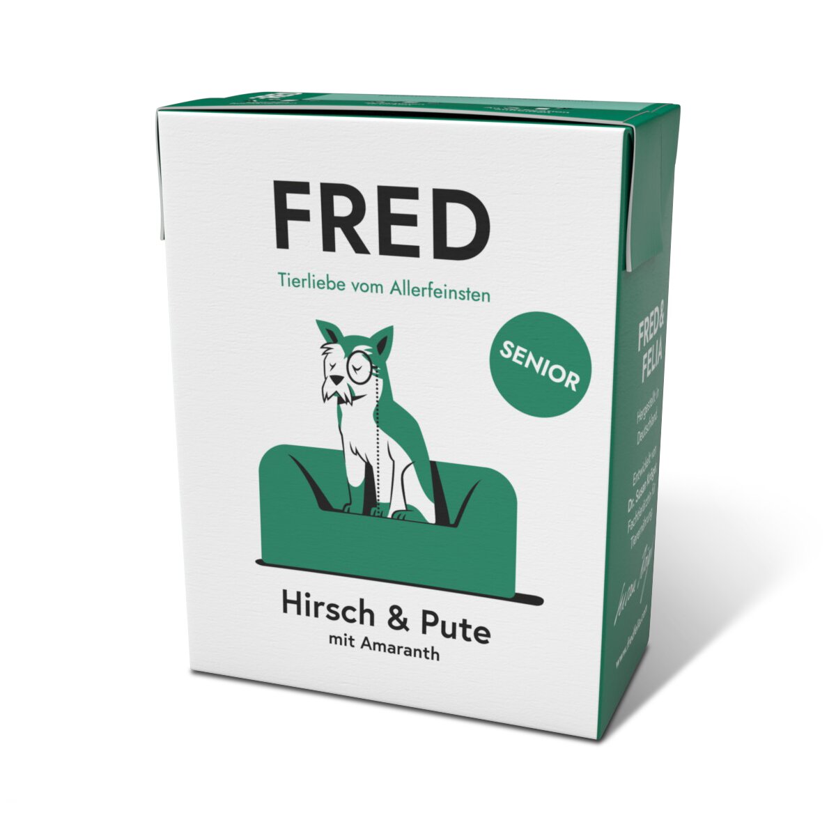 FRED Senior Katzenfutter Hirsch & Pute mit Amaranth für ältere Katzen, Tierliebe vom Allerfeinsten, Faltschachtel 6x85 g