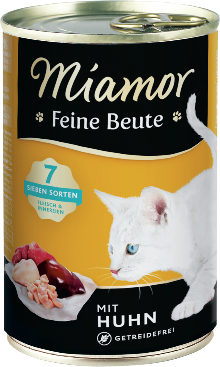 Miamor Feine Beute Katzenfutter, Huhn, getreidefrei, 7 Sorten Fleisch & Innereien, für Katzen.