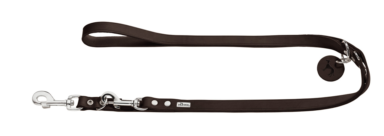 Verstellbare Führleine „HUNTER Freestyle“ für Hunde, Braun, Nylon, Metallkarabiner, robust & langlebig.